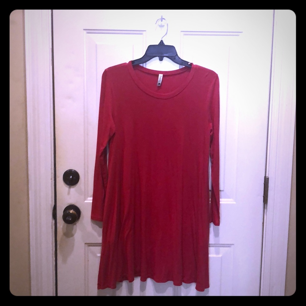Red piko style dress